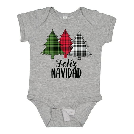 Inktastic Feliz Navidad Plaid Trees Gift Baby Boy or Baby Girl Bodysuit