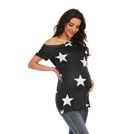 UMfun Women Off-the-shoulder Printed Top Maternity T-shirt Plus Size Maternity Wear
UMfun Women Off-the-shoulder Printed Top Maternity T-shirt Plus Size Maternity Wear