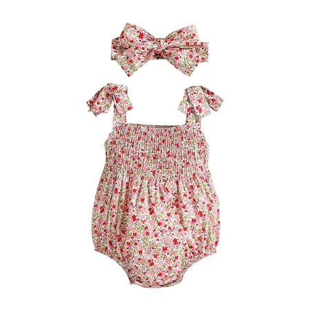 Calsunbaby Baby Girl Summer Outfits Strap Floral Romper Sleeveless Sling Bodysuit Jumpsuit with Headband 2Pcs Clothes Pink 9-12 Months
Calsunbaby Baby Girl Summer Outfits Strap Floral Romper Sleeveless Sling Bodysuit Jumpsuit with Headband 2Pcs Clothes Pink 9-12 Months