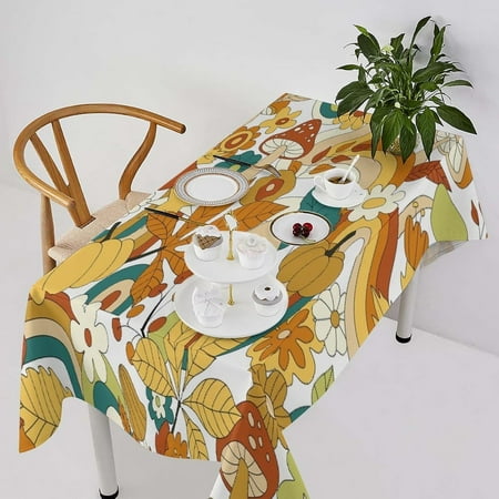 Retro Mushroom Tablecloth Hippie 70s 60s Flowers Fall Background with Rainbow Mushroom Pumpkin Print Table Cover for Holiday Home Picnic Party Dining Room Kitchen 60x84inch
Retro Mushroom Tablecloth Hippie 70s 60s Flowers Fall Background with Rainbow Mushroom Pumpkin Print Table Cover for Holiday Home Picnic Party Dining Room Kitchen 60x84inch