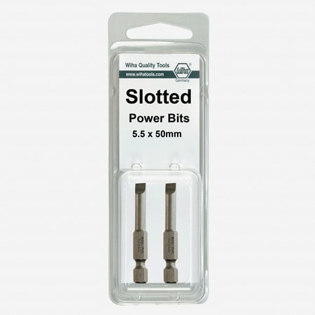 Wiha 74063 4 x 0.5 x 50mm Slotted Power Bit (2 Pack)