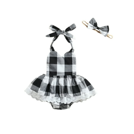Infant Baby Girl 2 Pcs Christmas Outfits Tie-up Lace Trim Plaid Halter Romper Headband with Bowknot
Infant Baby Girl 2 Pcs Christmas Outfits Tie-up Lace Trim Plaid Halter Romper Headband with Bowknot