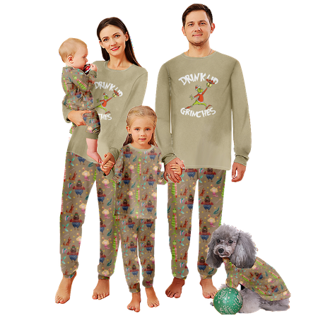 FUNIER Family Christmas Pajamas The Grinch Khaki Print Sizes Baby-Kids-Adult-Pet 2-Piece Top and Pants Bodysuits Unisex Pajamas Set
FUNIER Family Christmas Pajamas The Grinch Khaki Print Sizes Baby-Kids-Adult-Pet 2-Piece Top and Pants Bodysuits Unisex Pajamas Set