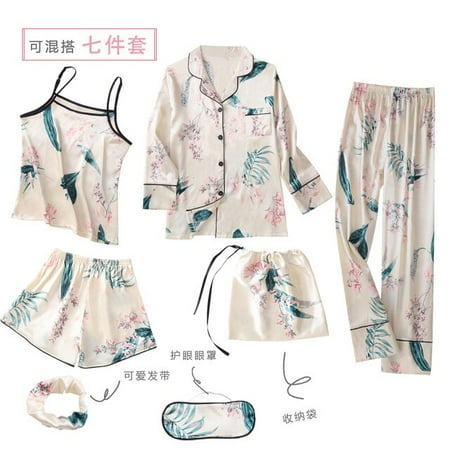 DanceeMangoo Spring Summer Autumn 7 Pcs Silk Pajamas Women Home Clothes stripe Shorts Long Sleeve Top Elastic Waist Pants Lounge Sleepwear
DanceeMangoo Spring Summer Autumn 7 Pcs Silk Pajamas Women Home Clothes stripe Shorts Long Sleeve Top Elastic Waist Pants Lounge Sleepwear