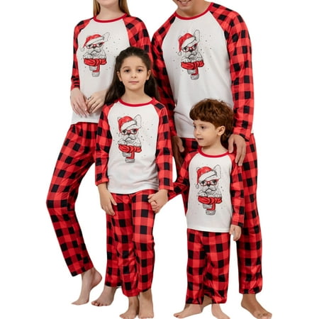 

Peyakidsaa Christmas Family Pajamas Matching Pjs Set Sleepwear Santa Claus Xmas Jammies for Couples Youth