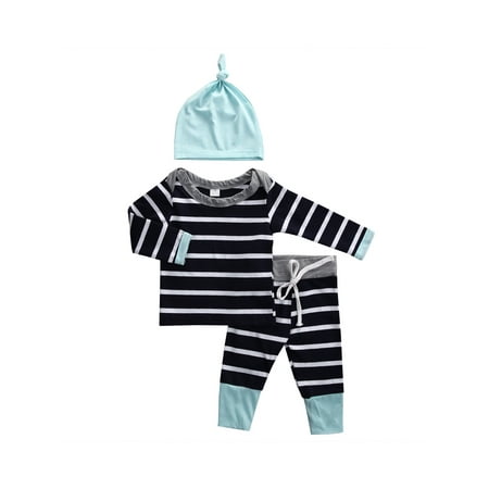 3pcs Newborn Toddler Baby Boys Girls Clothing Set Striped Long Sleeve Tops Leggings Cap Hats Outfits Set
3pcs Newborn Toddler Baby Boys Girls Clothing Set Striped Long Sleeve Tops Leggings Cap Hats Outfits Set
