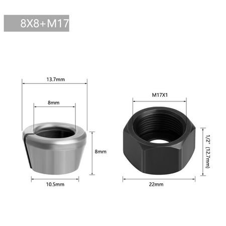 Goodhd M17 6/6.35/8mm Collet Chuck Adapter With Nut Engraving Trimming Machine Router
Goodhd M17 6/6.35/8mm Collet Chuck Adapter With Nut Engraving Trimming Machine Router