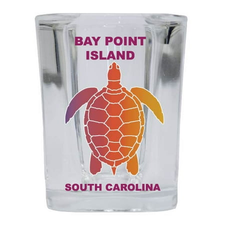 BAY POINT ISLAND Square Shot Glass Rainbow Turtle Design
