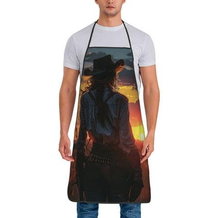 Jgfou Sunset Western Cowgirl Print Anti-fouling Apron for Men Women Waterproof Oil-Proof Kitchen Apron with Adjustable Straps Pocket and No-Pill No-Fade Fabric
Jgfou Sunset Western Cowgirl Print Anti-fouling Apron for Men Women Waterproof Oil-Proof Kitchen Apron with Adjustable Straps Pocket and No-Pill No-Fade Fabric