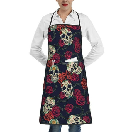 Pofeuu Roses Skulls Print Aprons with Pockets Cute Aprons for Kitchen Cooking Server Barber Chef Apron
Pofeuu Roses Skulls Print Aprons with Pockets Cute Aprons for Kitchen Cooking Server Barber Chef Apron