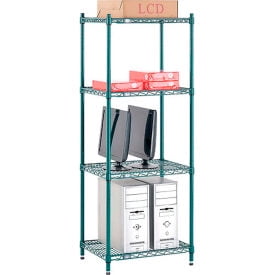 Nexel Poly-Green 4 Tier Wire Shelving Starter Unit 24 W x 14 D x 54 H