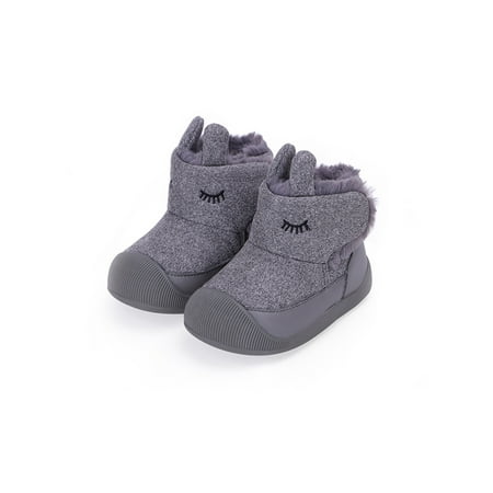 

Ritualay Toddler Winter Boot Plush Lining Snow Boots First Walkers Crib Shoes Comfort Anti-skid Warm Bootie Walking Cold Weather Rubber Sole Booties Gray 5C