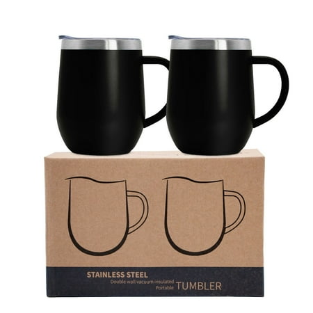 Ezprogear 2 Pack 12 oz Stainless Steel Coffee Tumbler with Handle Double Wall Insulated Cup Slider Lid (Black)
Ezprogear 2 Pack 12 oz Stainless Steel Coffee Tumbler with Handle Double Wall Insulated Cup Slider Lid (Black)