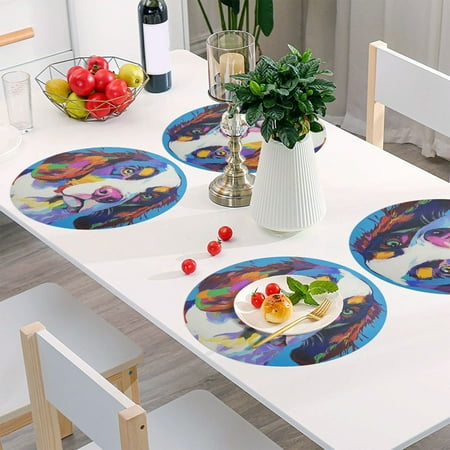 Round Grid Placemat One Sizex6 Round Placemat PVC Plate Mat,15.4 Inch Non-Slip and Heat Resistant Table Placemat Dining Room Placemat Oil Painting Pretty Dog
Round Grid Placemat One Sizex6 Round Placemat PVC Plate Mat,15.4 Inch Non-Slip and Heat Resistant Table Placemat Dining Room Placemat Oil Painting Pretty Dog