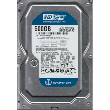 WD5000AAKS-00V1A0, DCM HBRNHTJABN, Western Digital 500GB SATA 3.5 Hard Drive