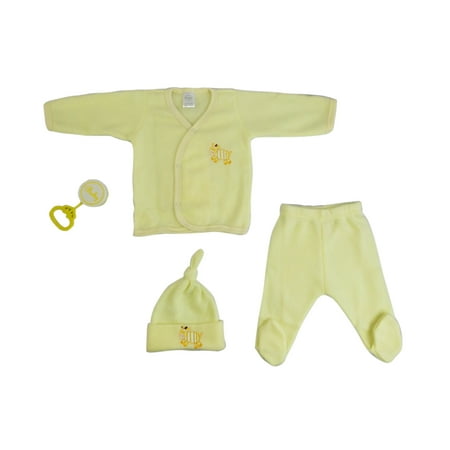 Bambini Yellow Fleece Baby Shower Layette Gift Set 4pc (Baby Boys or Baby Girls Unisex)