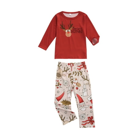 Family Matching Christmas Pajamas Cartoon Tops with Pants Suit/Jumpsuit Sleepwear