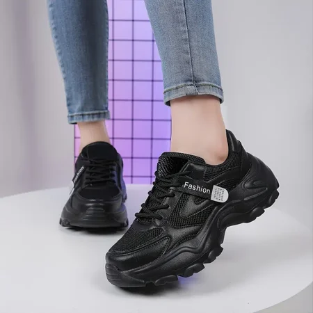 Women‘s Thick Sole Sports Shoes Lightweight And Comfortable Black Running Shoes Lace-up Dad Shoes
Women‘s Thick Sole Sports Shoes Lightweight And Comfortable Black Running Shoes Lace-up Dad Shoes