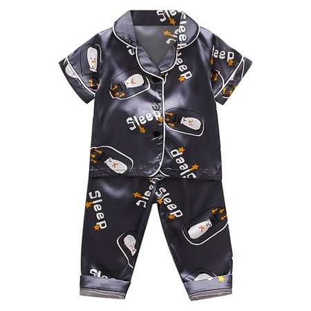 Toddler Kids Baby Boys Girls Satin Short Sleeve Cartoon Button Down Shirt Tops + Long Pants Silk Pajamas Sleepwear Outfits Loungewear Set Gift Girl 6 Years Old
Toddler Kids Baby Boys Girls Satin Short Sleeve Cartoon Button Down Shirt Tops + Long Pants Silk Pajamas Sleepwear Outfits Loungewear Set Gift Girl 6 Years Old