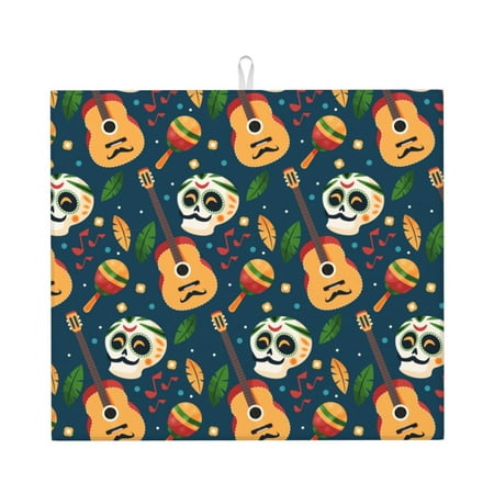 XMXT Microfiber Drying Mat Colorful Mexican Guitar Skull Absorbent Dish Drying Mats for Kitchen Dishes Rack Pad 16 x 18 inches
XMXT Microfiber Drying Mat Colorful Mexican Guitar Skull Absorbent Dish Drying Mats for Kitchen Dishes Rack Pad 16 x 18 inches