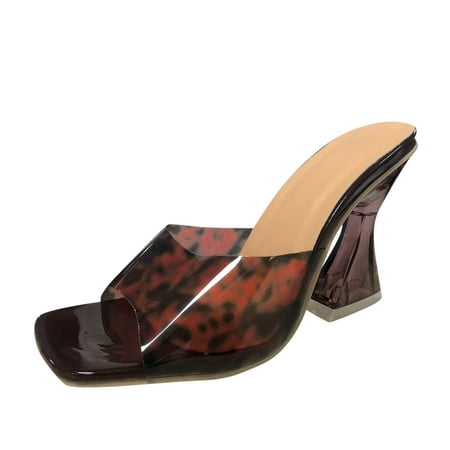 sandals for Women Fashion Spring And Summer Women Sandals Thick High Heeled Translucent With Crystal Heels Leopard Print Sexy Style Shoes PU heeled sandals Brown
sandals for Women Fashion Spring And Summer Women Sandals Thick High Heeled Translucent With Crystal Heels Leopard Print Sexy Style Shoes PU heeled sandals Brown