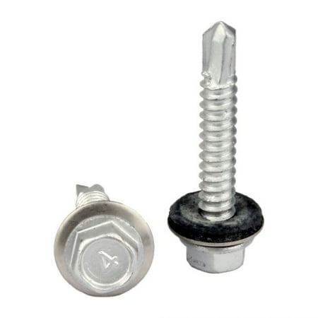 Tek Screw w/Washer Head S/S #14x3