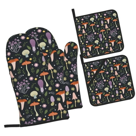 Sikiie Mushrooms Oven Mitts and Pot Holders Silicone Oven Gloves Heat Resistant Oven Mitts 4Pcs Set
Sikiie Mushrooms Oven Mitts and Pot Holders Silicone Oven Gloves Heat Resistant Oven Mitts 4Pcs Set