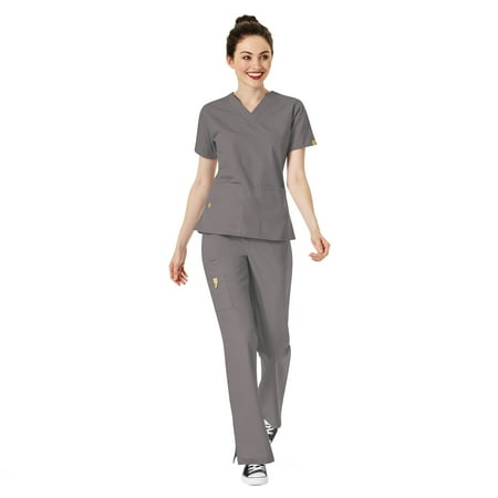 WonderWink Origins Women s The Bravo 5-Pocket Top & Romeo Flare Pant Scrub Set