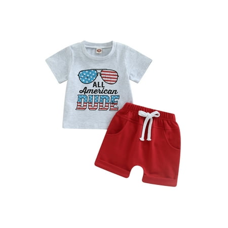 allshope 4th of July Baby Boys Outfits Short Sleeve Letters Sunglasses Print T-shirt + Elastic Waist Shorts Summer Clothes
allshope 4th of July Baby Boys Outfits Short Sleeve Letters Sunglasses Print T-shirt + Elastic Waist Shorts Summer Clothes