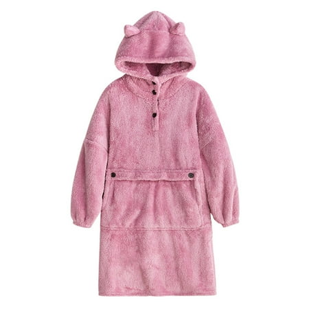 LSFYSZD Women s Autumn Winter Flannel Bathrobe Solid Color Long Sleeve One-piece Hooded Sleepwear with Pocket
LSFYSZD Women s Autumn Winter Flannel Bathrobe Solid Color Long Sleeve One-piece Hooded Sleepwear with Pocket