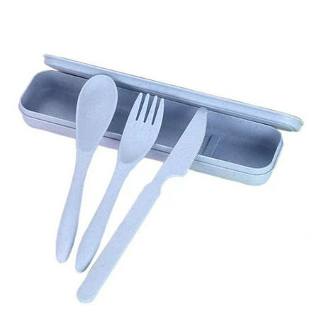 Wheat Straw Cutlery Set Modern Portable Fork Spoon Knife Tableware with Box for Office School Picnic Blue
Wheat Straw Cutlery Set Modern Portable Fork Spoon Knife Tableware with Box for Office School Picnic Blue