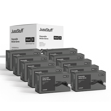 JussStuff Nitrile Gloves Exam Gloves - Black - 10 Boxes of 100 Gloves (1000 Total) (Small)
JussStuff Nitrile Gloves Exam Gloves - Black - 10 Boxes of 100 Gloves (1000 Total) (Small)