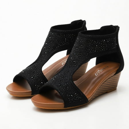 XIAQUJ Fashion Spring Summer Women Sandals Wedge Heel Open Toe Breathable Back Zipper Comfortable Solid Rhinestone Roman Style Sandals for Women Black 6.5(37)
XIAQUJ Fashion Spring Summer Women Sandals Wedge Heel Open Toe Breathable Back Zipper Comfortable Solid Rhinestone Roman Style Sandals for Women Black 6.5(37)