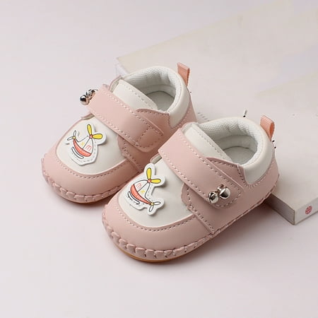 TOWED22 Baby Sock Shoes Girls Low Heel Shoes Splicing PU Shoes Casual Shoes Pink
