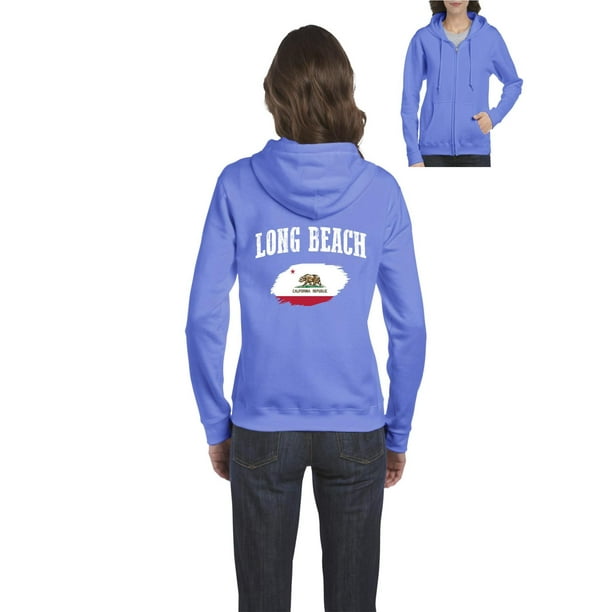 Long Beach California Women's Full-Zip Hooded Sweatshirt