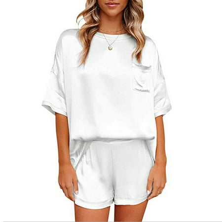 ertutuyi women s solid color imitation silk pajamas home clothes short sleeved shorts irregular two-piece suit
ertutuyi women s solid color imitation silk pajamas home clothes short sleeved shorts irregular two-piece suit