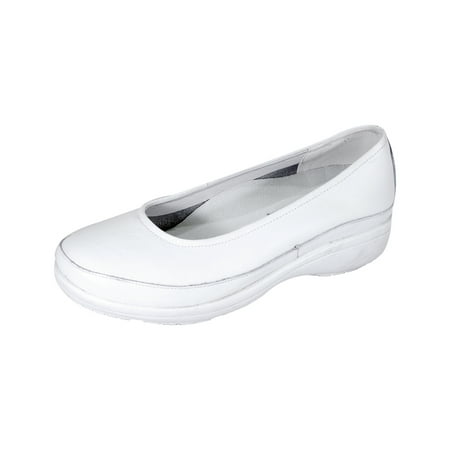 24 HOUR COMFORT Janine Wide Width Professional Sleek Shoe WHITE 6