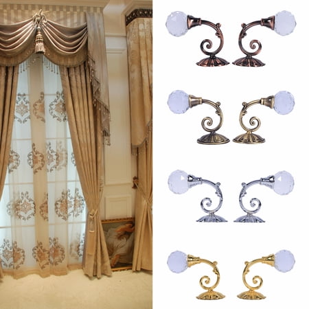 Knifun 2x Metal Crystal Glass Curtain Holdback Wall Window Drapery Tieback Hooks Hanger Holder 4Colors, Crystal Curtain Tiebacks,Crystal Curtain Holdback