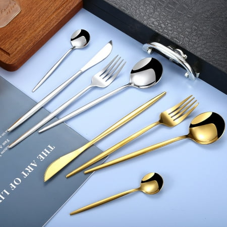 24Pcs/Set Western Cutlery Set Reusable Long Handle Food Grade Mirror Polishing Wear-Resistant Stainless Steel Cutlery Set for Household
24Pcs/Set Western Cutlery Set Reusable Long Handle Food Grade Mirror Polishing Wear-Resistant Stainless Steel Cutlery Set for Household