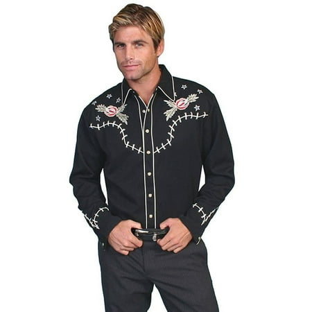 Scully Western Shirt Mens L/S Snap Skeleton Embroidered P-730