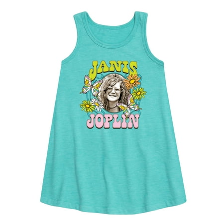 Janis Joplin - Butterfly And Flowers - Toddler and Youth Girls A-line Dress