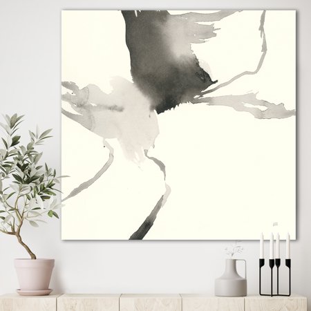 DESIGN ART Designart 'minimal geometric Gesture I' Transitional Premium Canvas Wall Art - Grey
