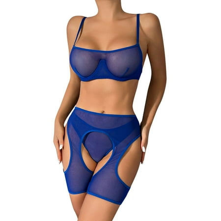 BSDHBS Lingerie Women Fashion Pure Color Bandage Mesh Splicing Underwear with Leg Rings Underwear Blue Size XL
BSDHBS Lingerie Women Fashion Pure Color Bandage Mesh Splicing Underwear with Leg Rings Underwear Blue Size XL