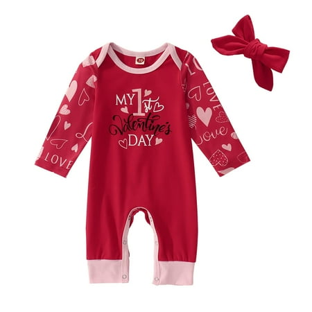 CM C&M WODRO Infant Baby Girl Valentine Long Sleeve Bodysuit Clothes Newborn Love Heart Print Jumpsuit Headband Outfit(Red 1 18-24 Months)
CM C&M WODRO Infant Baby Girl Valentine Long Sleeve Bodysuit Clothes Newborn Love Heart Print Jumpsuit Headband Outfit(Red 1 18-24 Months)