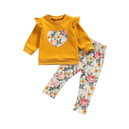 Canrulo Toddler Baby Girls Clothes Ruffle Sleeve Sweatshirt Top Floral Pants Outfits 2Pcs Fall Winter Clothes Yellow 12-18 Months
Canrulo Toddler Baby Girls Clothes Ruffle Sleeve Sweatshirt Top Floral Pants Outfits 2Pcs Fall Winter Clothes Yellow 12-18 Months