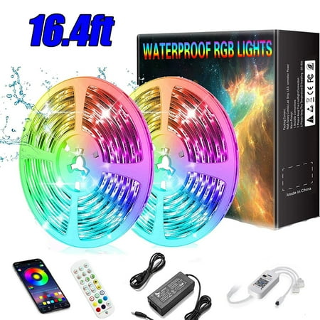 Ledander LED Bedroom Lights 16.4ft Music Sync Color Changing LED Strip Lights with Remote Control and App 5050 RGB LED LED Lights for Room Decoration or Home Party(Waterproof)
Ledander LED Bedroom Lights 16.4ft Music Sync Color Changing LED Strip Lights with Remote Control and App 5050 RGB LED LED Lights for Room Decoration or Home Party(Waterproof)