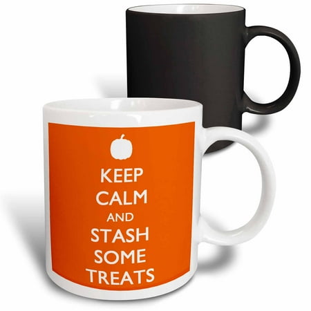 3dRose Keep calm and stash some treats Orange Magic Transforming Mug 11oz