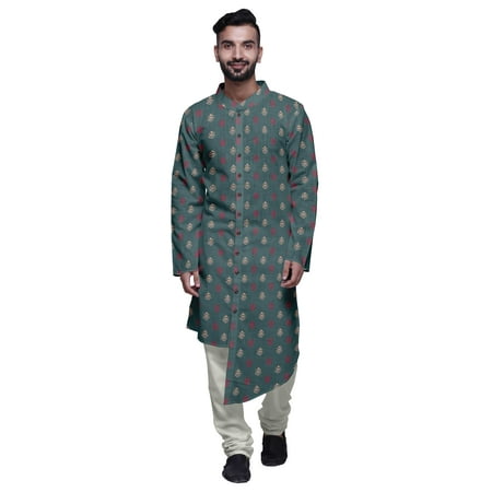 Atasi Party Wear Kurta Set For Men Mandarin Collar Ethnic Printed Kurta Pajama