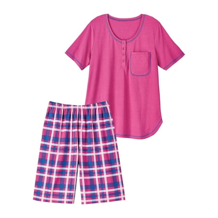 AmeriMark Women s Short Pajama Set Checkered Woven Pants & Short Sleeve PJ Top Brite Orchid 2X
AmeriMark Women s Short Pajama Set Checkered Woven Pants & Short Sleeve PJ Top Brite Orchid 2X