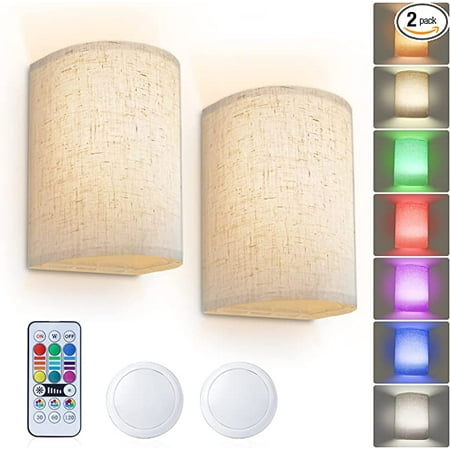 USB Rechargeable Wall Sconce with Fabric Shade Remote Control RGB Colors Dimmable Wall Lamp Fixtures (2 PACK)
USB Rechargeable Wall Sconce with Fabric Shade Remote Control RGB Colors Dimmable Wall Lamp Fixtures (2 PACK)